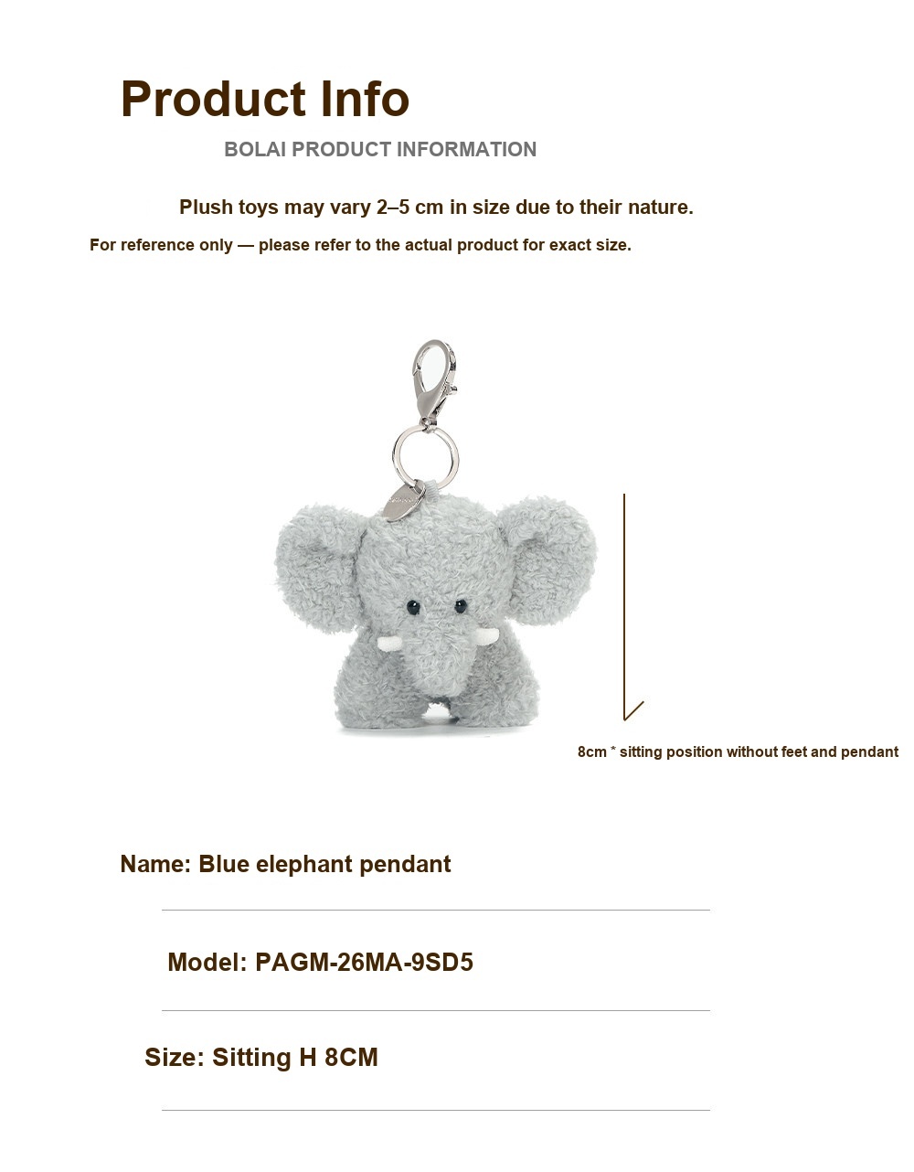 Syd Elephant Plush Charm