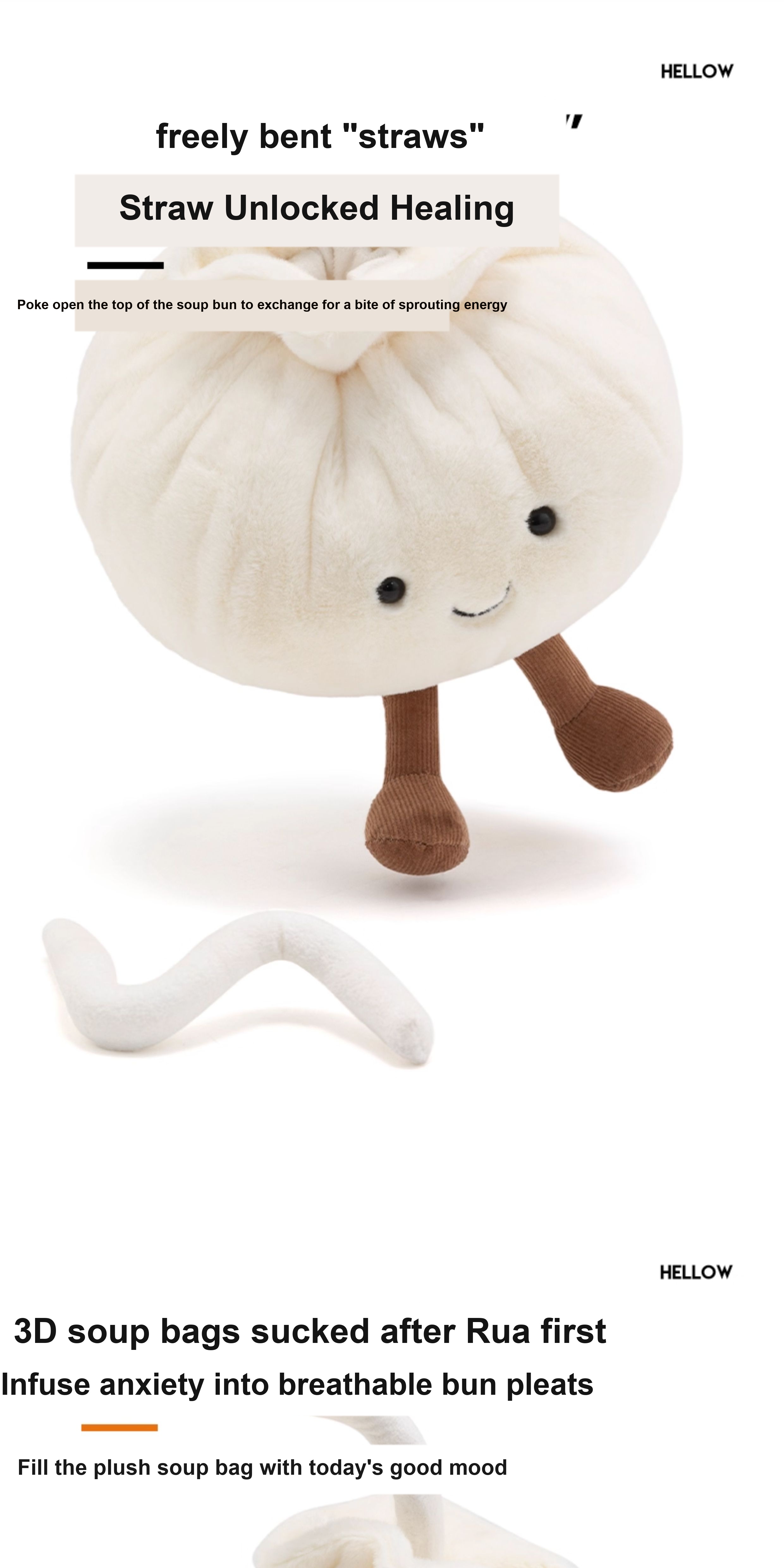 Xiaolongbao Plush Toy with Straw