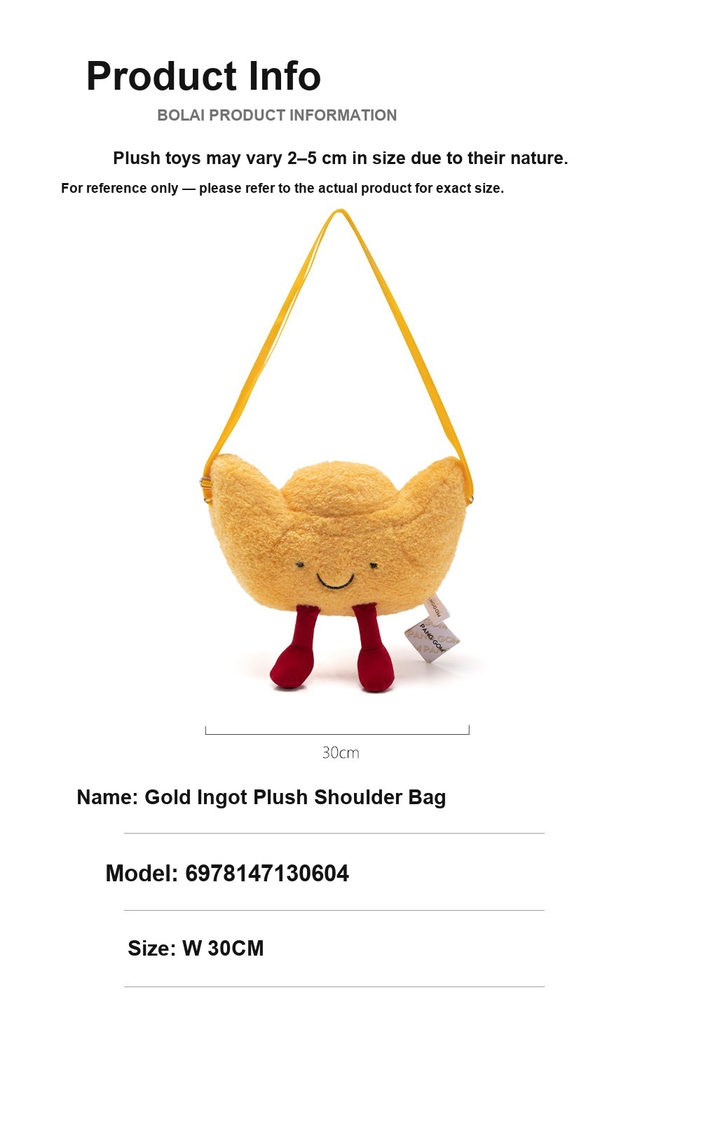 Gold Ingot Plush Shoulder Bag