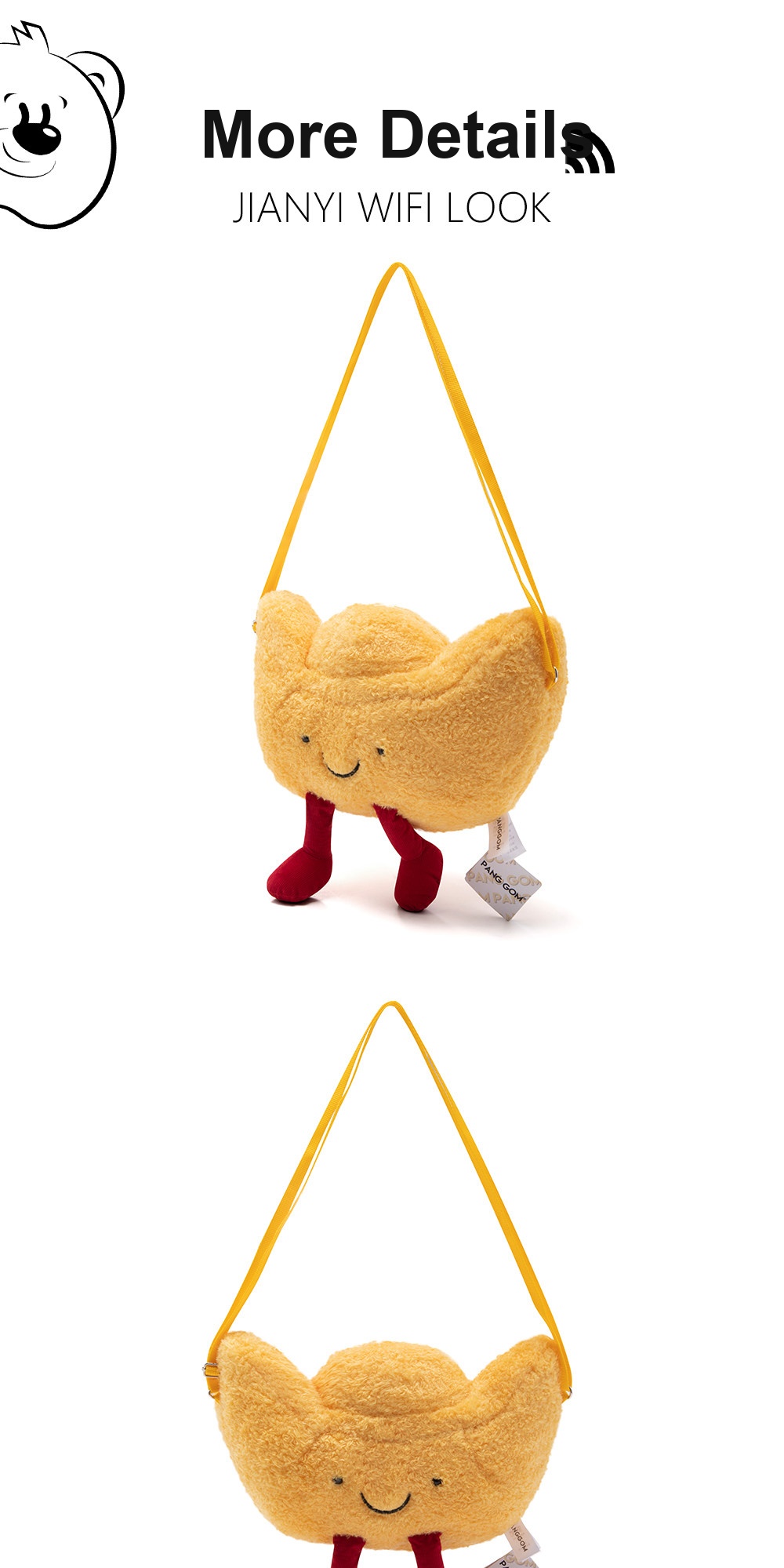 Gold Ingot Plush Shoulder Bag