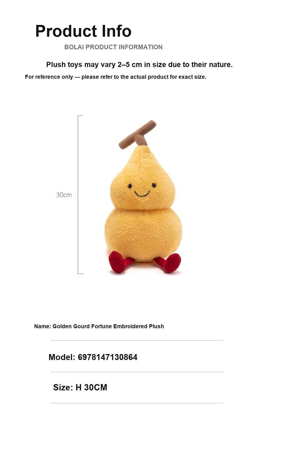 Golden Gourd Fortune Embroidered Plush