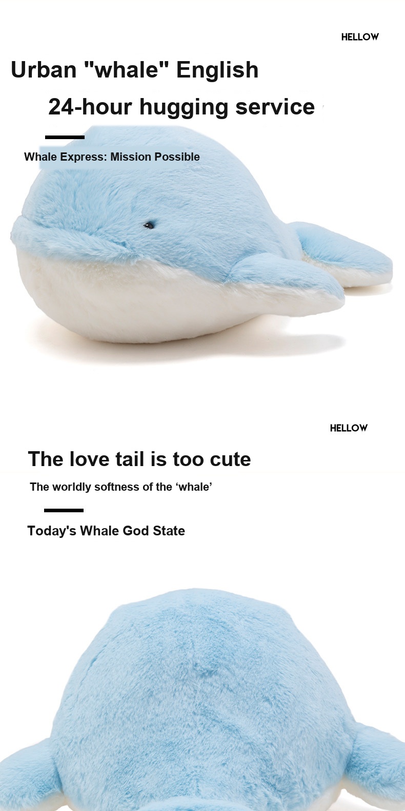 Blue Heart Whale Plush Toy