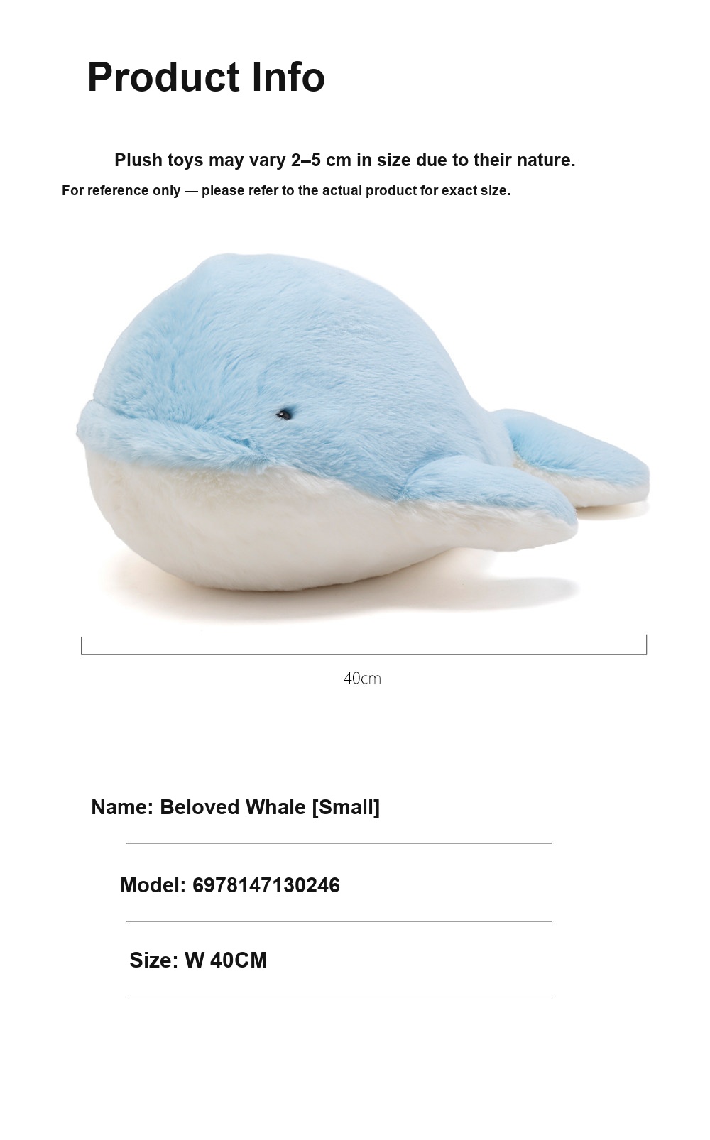 Blue Heart Whale Plush Toy
