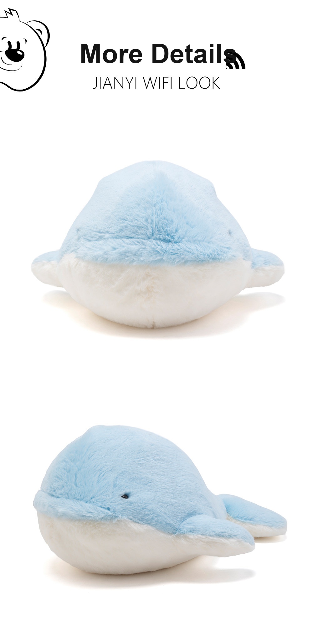 Blue Heart Whale Plush Toy