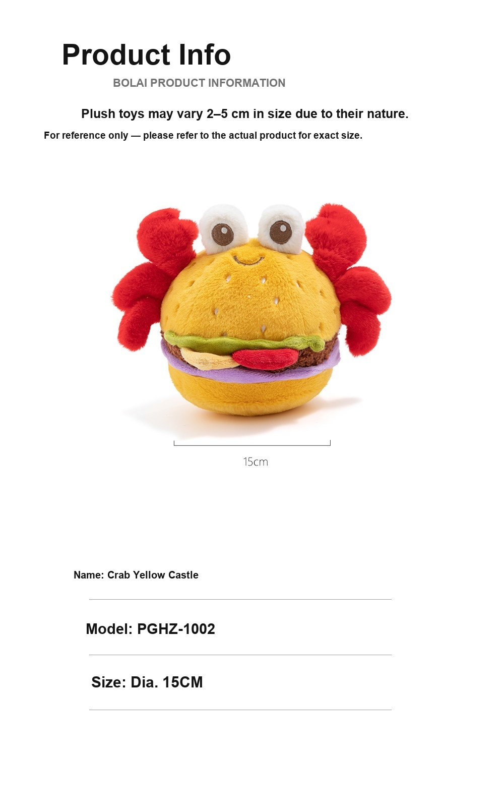 Crab Burger Plush Toy