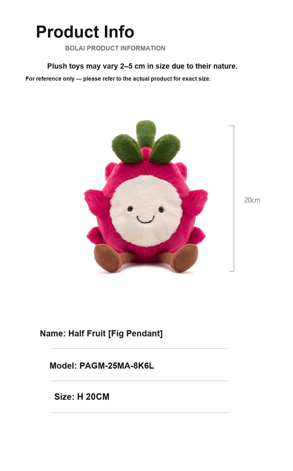 Dragon Fruit Plush Toy (Half Fruit Series)