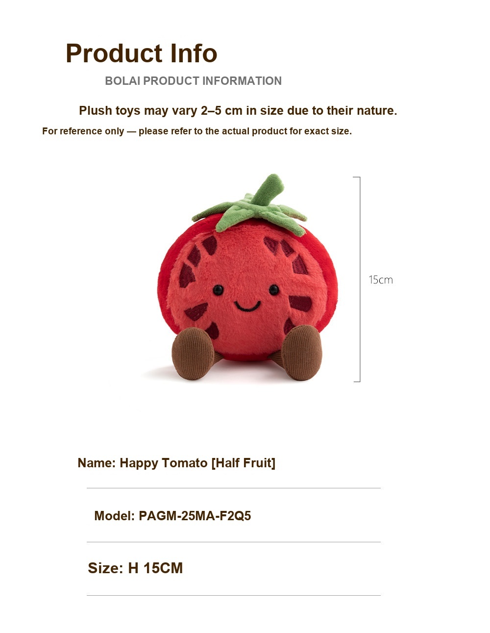 Tomato Plush Toy (Half Fruit Series)