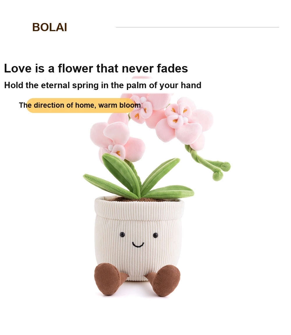 Pink Phalaenopsis Orchid Pot Plush