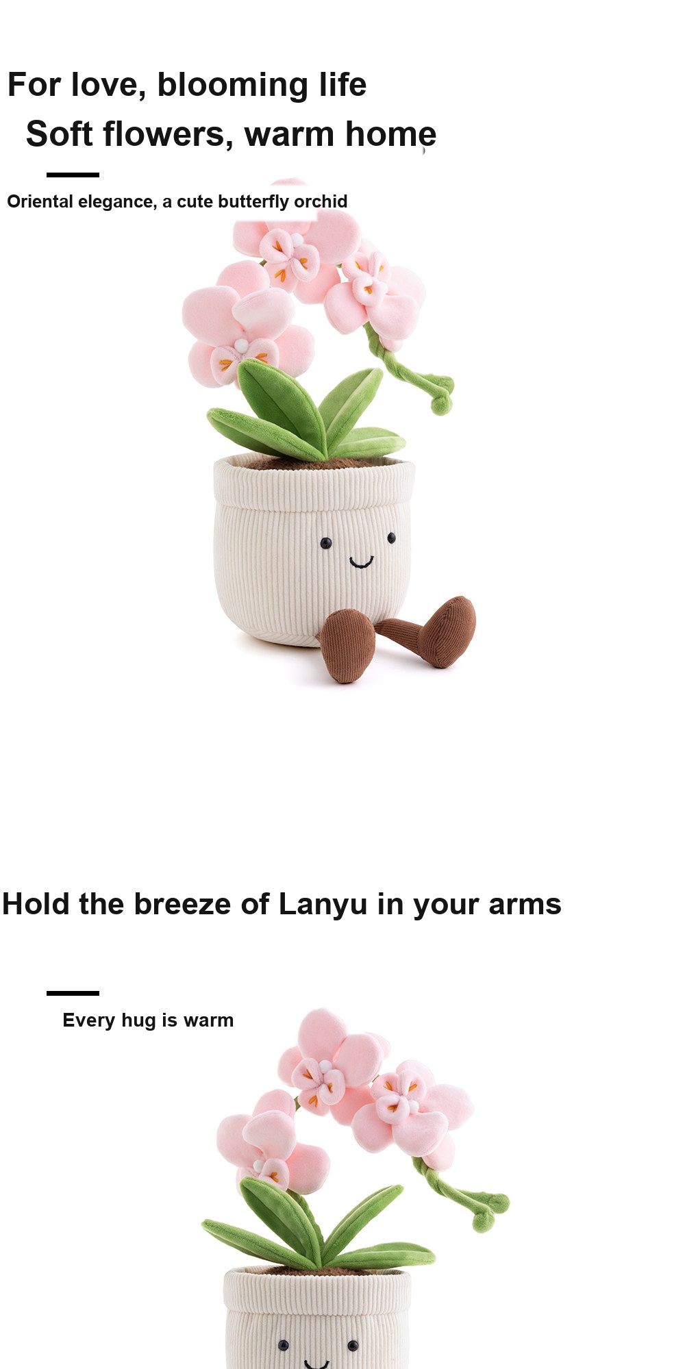 Pink Phalaenopsis Orchid Pot Plush