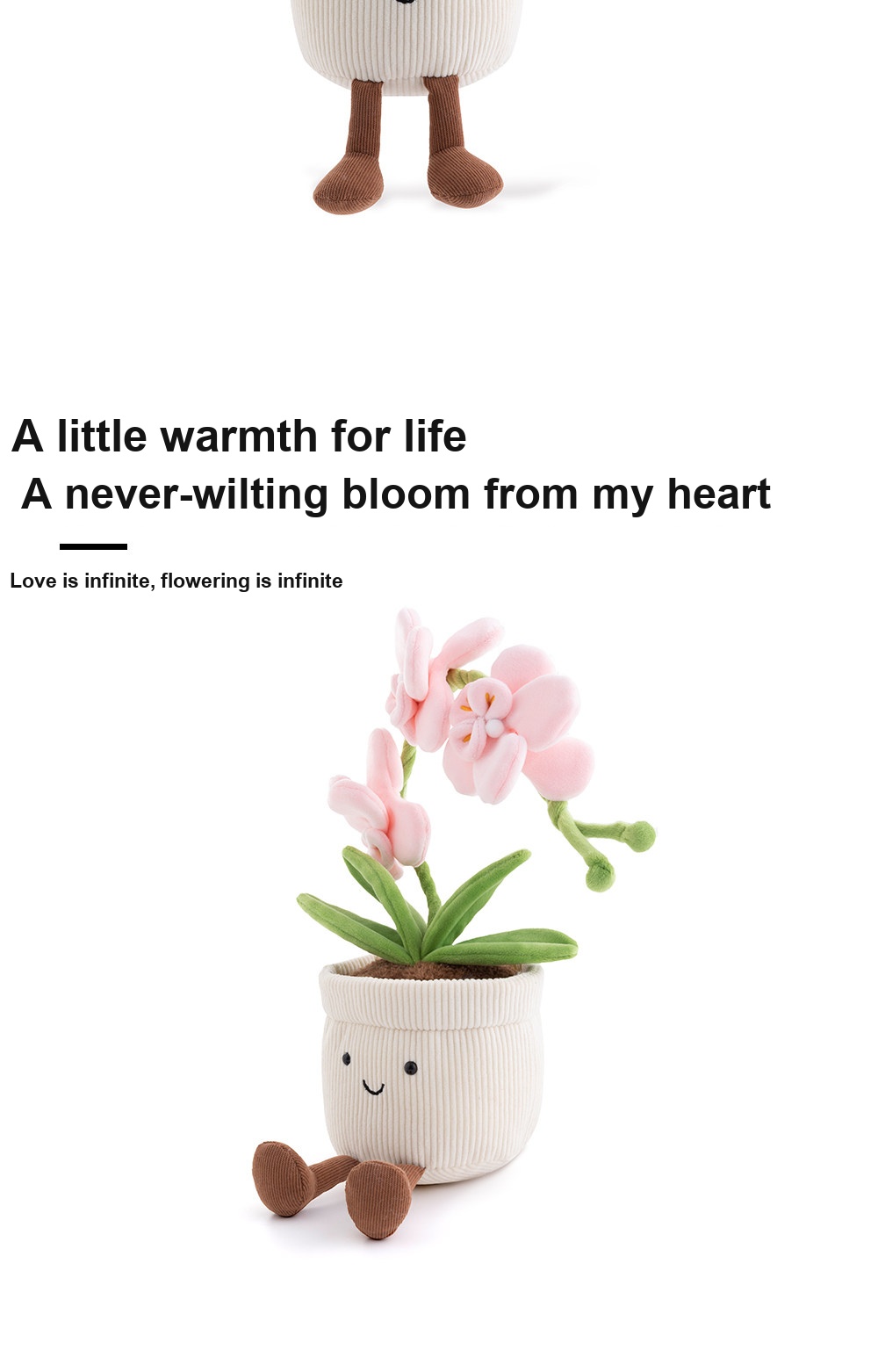 Pink Phalaenopsis Orchid Pot Plush